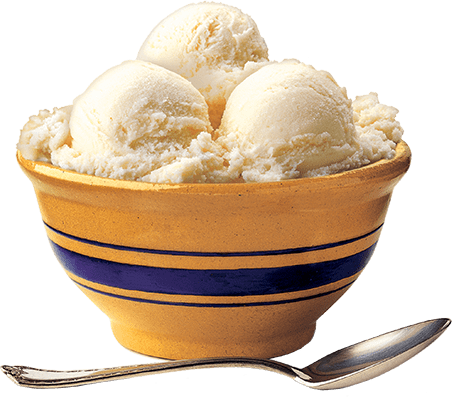 Blue Bell ice cream bowl with three scoops