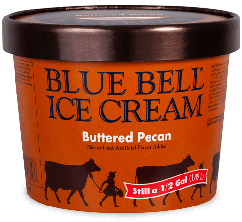 Blue Bell Buttered Pecan Ice Cream in half gallon
