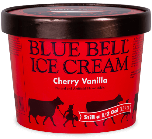 Blue Bell Cherry Vanilla Ice Cream in half gallon
