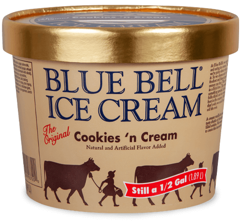 Blue Bell Cookies 'n Cream Ice Cream in half gallon
