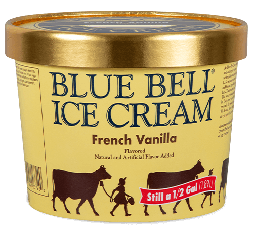 Blue Bell French Vanilla Ice Cream in half gallon