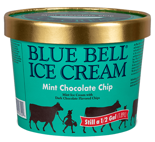 Blue Bell Mint Chocolate Chip Ice Cream in pint