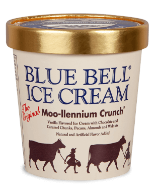 Blue Bell Moo-llennium Crunch Ice Cream in pint