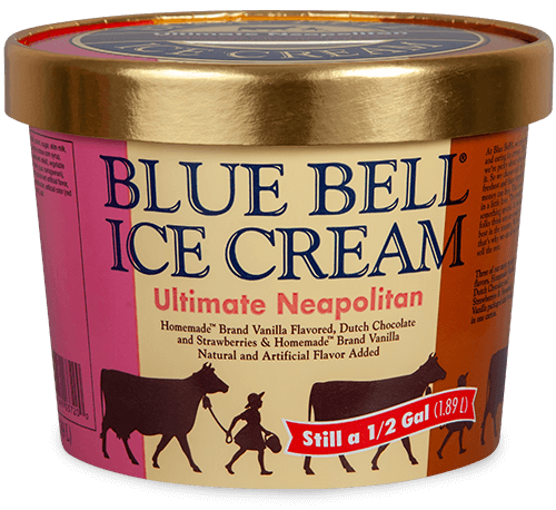 Blue Bell Ultimate Neapolitan Ice Cream in half gallon