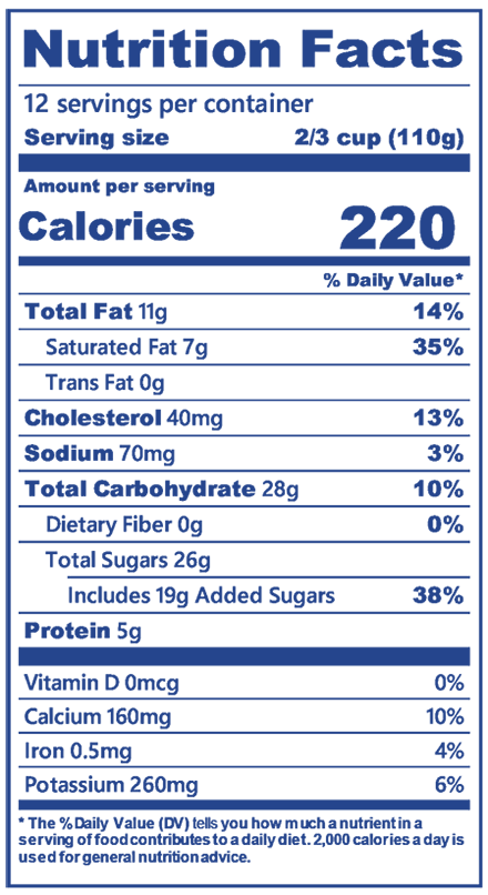 Ultimate Neapolitan in half gallon nutrition label