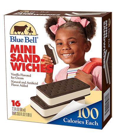 Blue Bell Ice Cream 16 pk Mini Vanilla Sandwiches