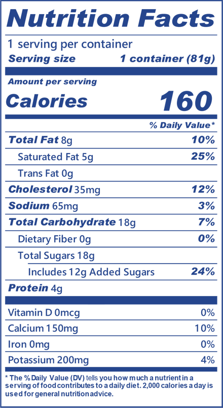blue bell homemade vanilla cup pack nutrition facts