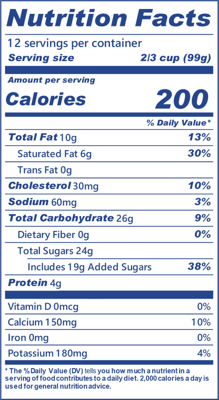 Blue Bell Cherry Vanilla Ice Cream Nutritional Facts