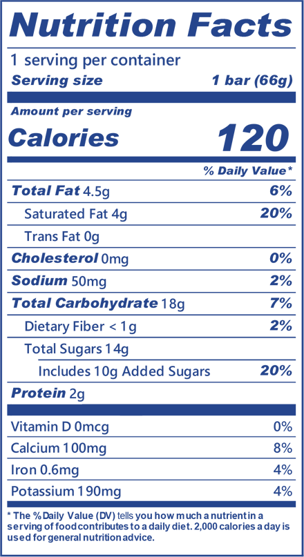 blue bell chocolate fudge bar nutrition facts