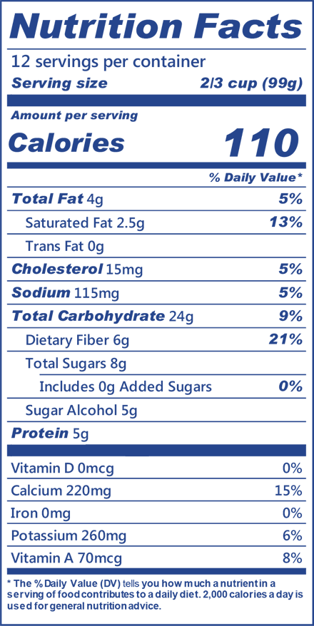 Blue Bell No Sugar Country Vanilla Ice Cream Half Gallon Nutritional Facts