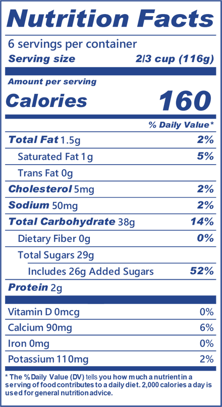 blue bell rainbow sherbet nutritional facts