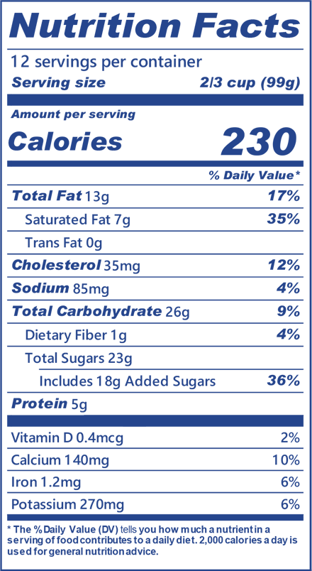 Blue Bell Rocky Road Ice Cream Half Gallon Nutritional Facts