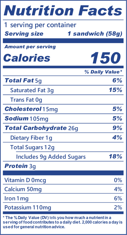blue bell vanilla sandwich nutrition facts