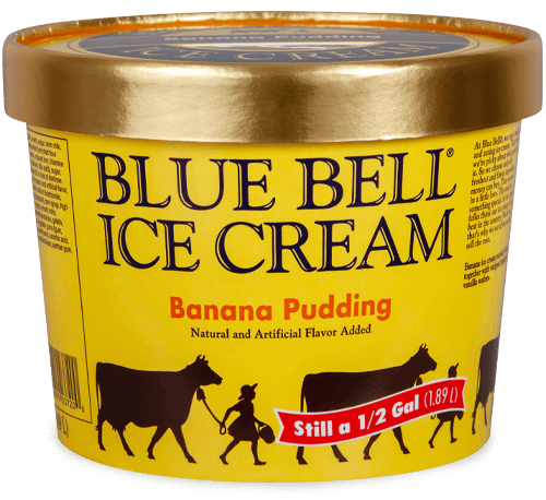 Blue Bell Banana Pudding Ice Cream in half gallon