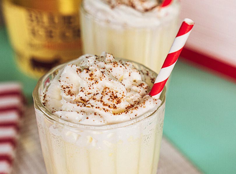 Close up of Blue Bell Eggnog Shake