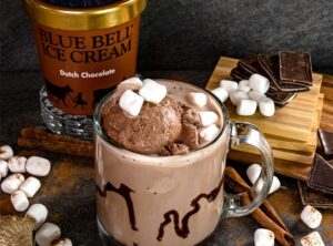 Blue Bell Hot Chocolate Float with Dutch Chocolate Ice Cream
