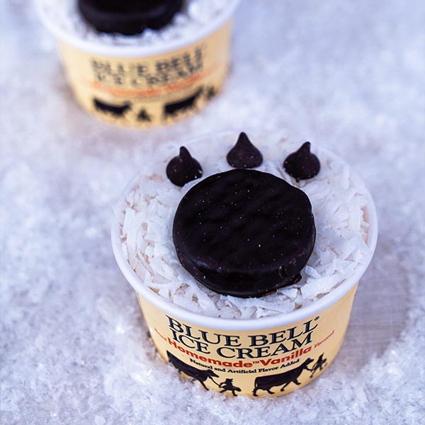 Blue Bell Polar Bear Paws dessert made with Homemade Vanilla cups