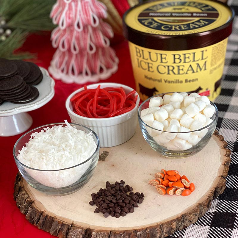 Ingredients for Blue Bell Snowman dessert