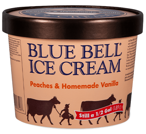 Blue Bell Peaches and Homemade Vanilla in half gallon