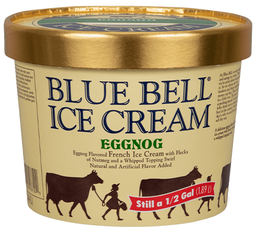 Blue Bell Eggnog Ice Cream half gallon