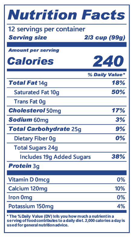 Blue Bell Eggnog Ice Cream Half Gallon Nutritional Information