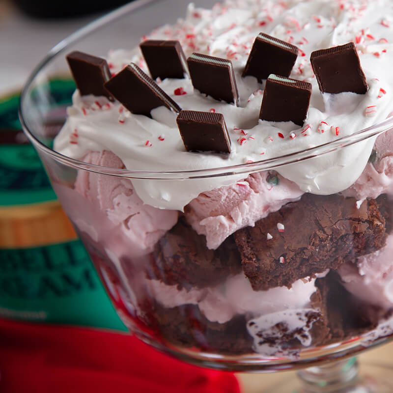 Blue Bell peppermint ice cream trifle close up