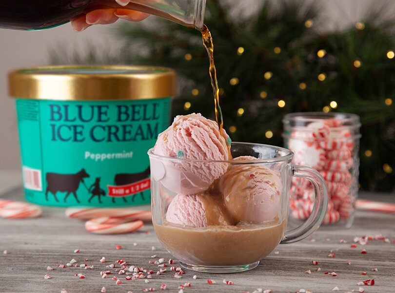 Blue Bell Peppermint Ice Cream affogato