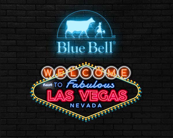 Blue Bell logo with Welcome to fabulous Las Vegas Neon Sign