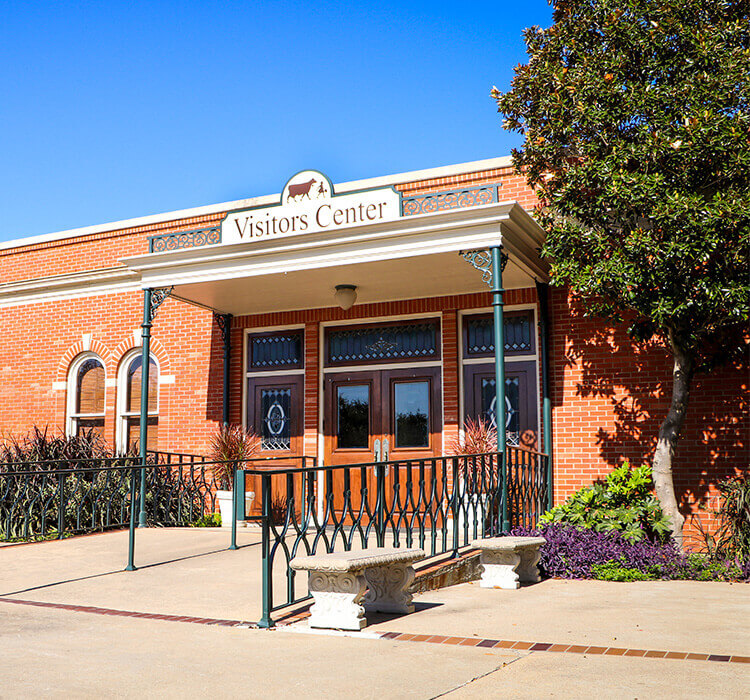 Front of the outside of the visitor center at Blue Bell in Brenham, Texas