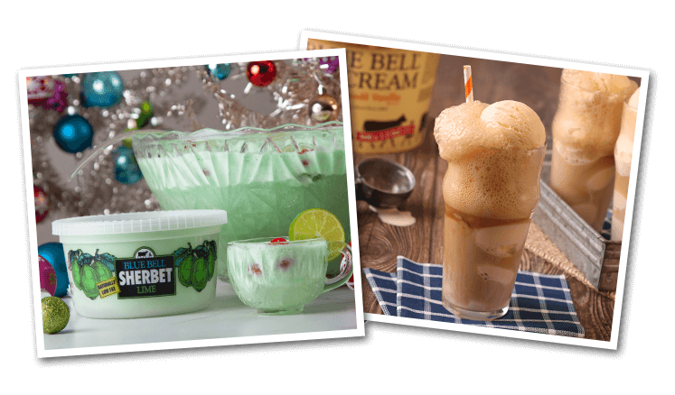 Sherbet Punch with Christmas decor and Homemade Vanilla float