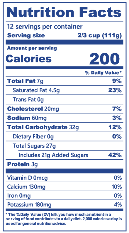 Strawberry Lemonade in half gallon nutrition label