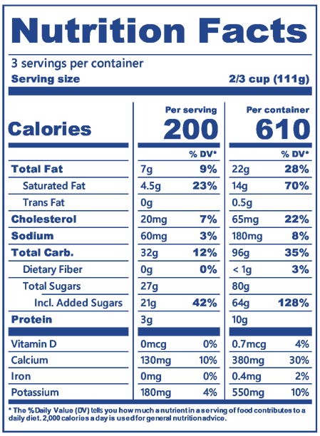 Strawberry Lemonade in pint nutrition label