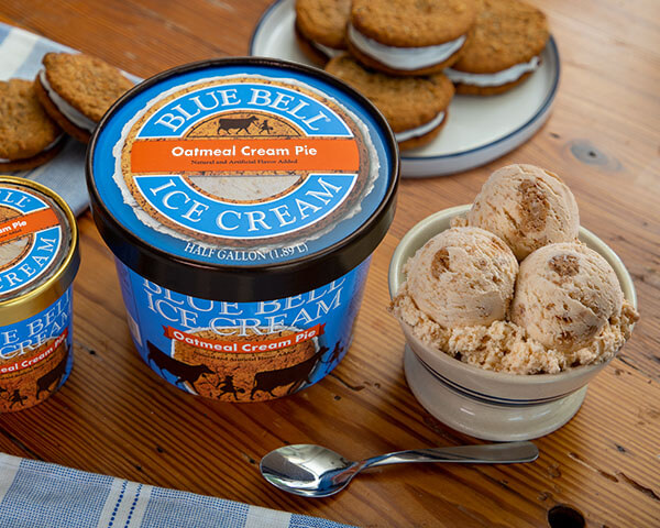 Blue Bell Oatmeal Cream Pie in half gallon and pint