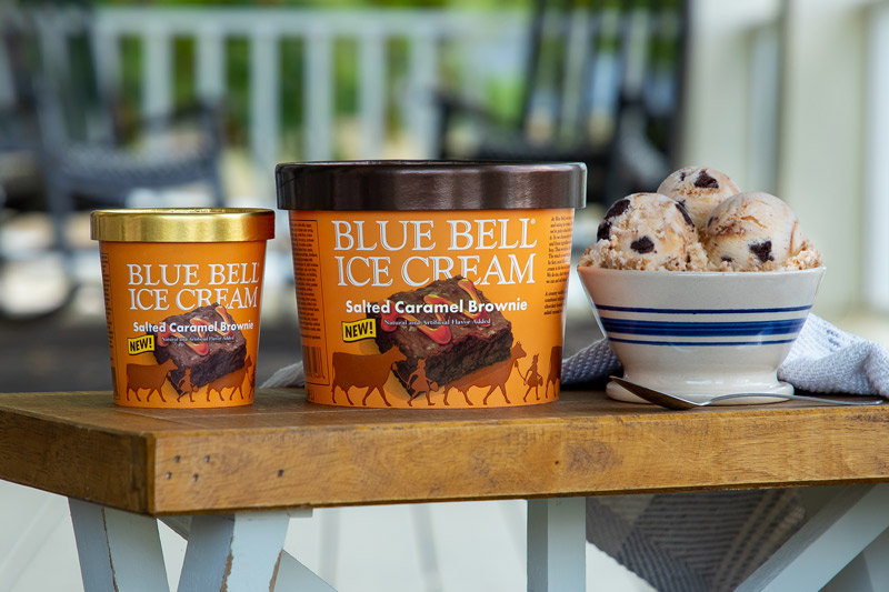 Blue Bell Salted Caramel Brownie Ice Cream in half gallon and pint