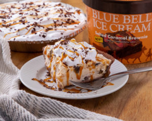 Ice cream pie with Blue Bell Salted Caramel Brownie Ice Cream
