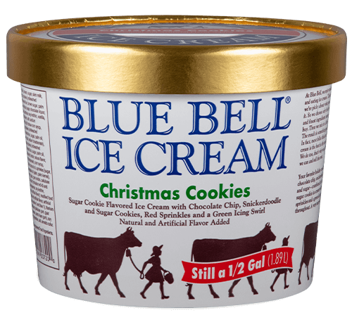 Blue Bell Christmas Cookies Ice Cream half gallon