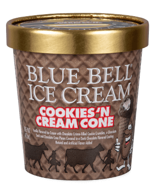 Blue Bell Cookies 'n Cream Cone in pint