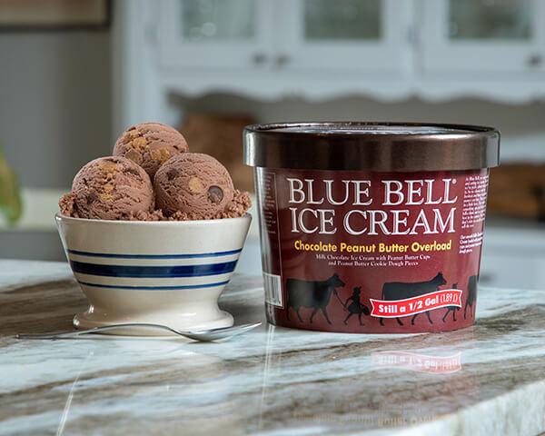 Blue Bell Chocolate Peanut Butter Overload Ice Cream in pint size