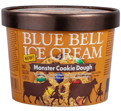 Blue Bell Monster Cookie Dough Ice Cream in half gallon