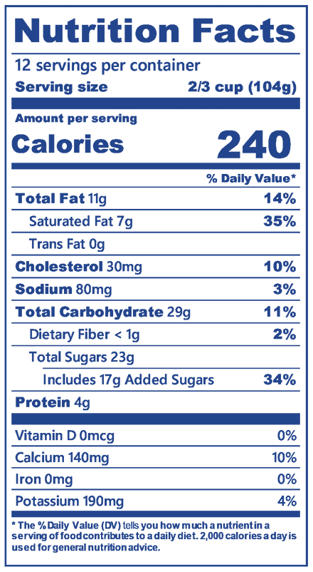Blue Bell Ice Cream Southern Blackberry Cobbler Half Gallon Nutrition Facts