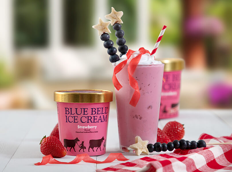 Stars and Strips Strawberry Shake with Blue Bell Strawberry Ice Cream