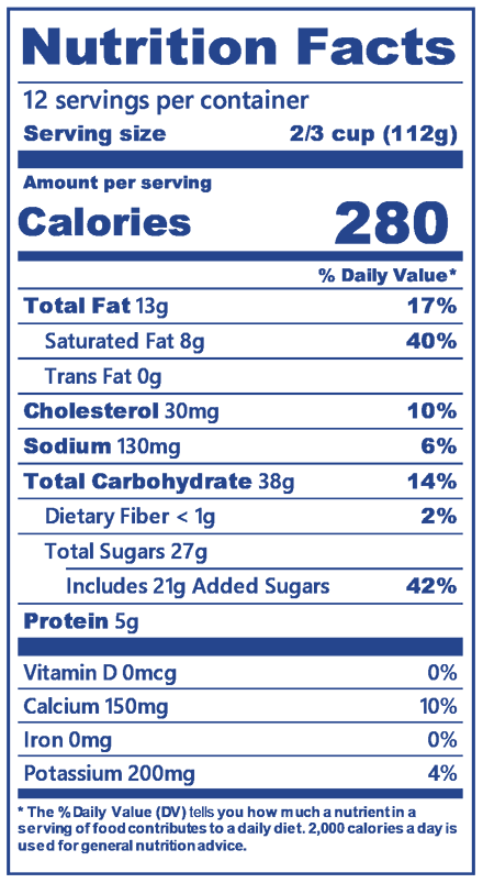 Blue Bell Cinnamon Twist Ice Cream Half Gallon Nutrition Facts