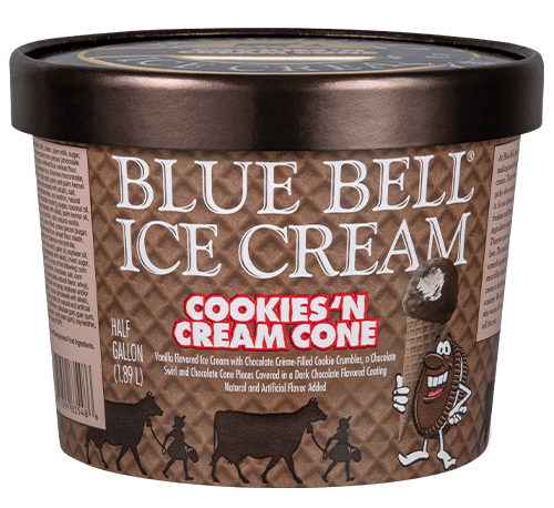 Blue Bell Cookies 'n Cream Cone in half gallon