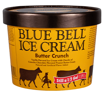 Blue Bell Butter Crunch Ice Cream in half gallon