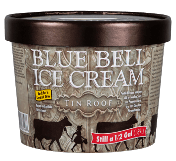 Blue Bell Tin Roof Ice Cream in half gallon