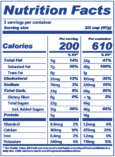Blue Bell Banana Fudge Ice Cream pint nutrition label