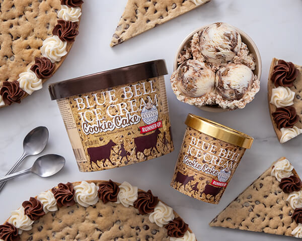 Blue Bell Cookie Cake Ice Cream in half gallon and pint