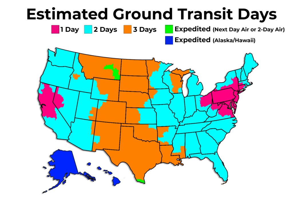 Estimated Ground Transit Days Map